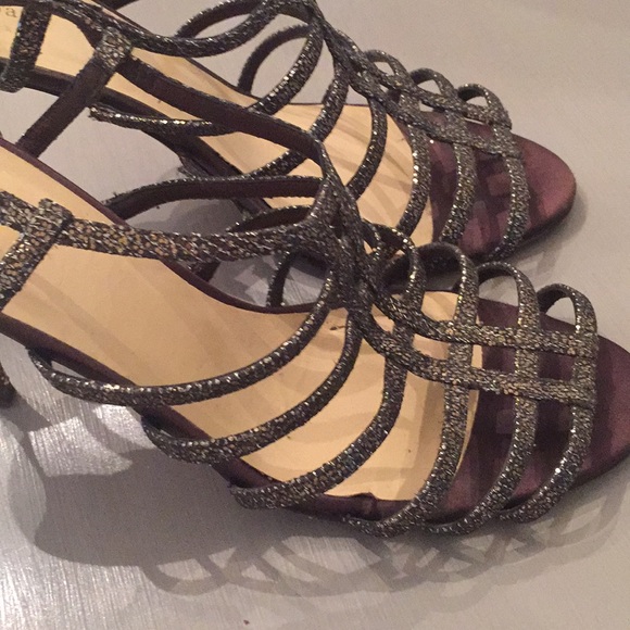 KATE SPADE Sparkle Bronze Slingback Heels Sz 9 B - Picture 4 of 9